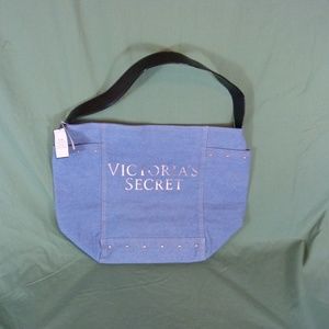 Victorias Secret Satchel Blue Jean Hobo Bag Silver